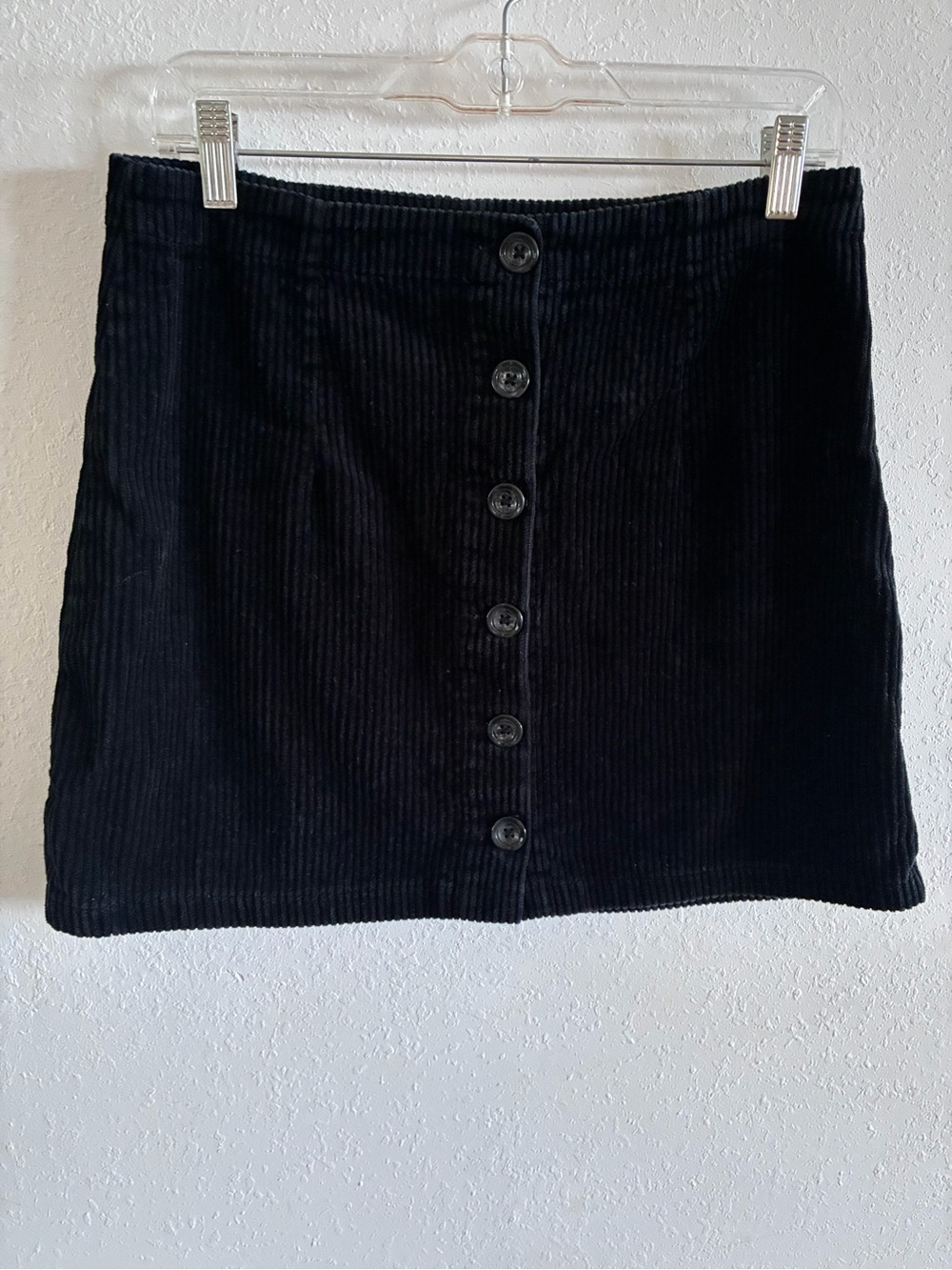 Forever 21 Black Corduroy Button-Front Mini Skirt